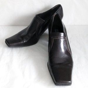 Franco Sarto-Dark Brown Patent Leather -Square Toe Shoes-8 1/2 M